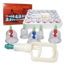 Set für Vakuum Massage mit Schröpfgläsern, 24 St., Vakuumgerät
