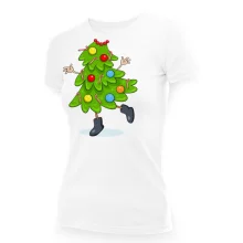 Футболка женская - дизайн Девочка ёлочка, хлопок