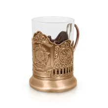 Teeglashalter mit Teeglas - Stern, Metall, bronze, 200 ml