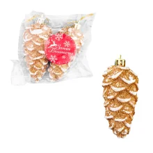 Weihnachtsbaumschmuck Set - Waldzapfen, goldweiß, 2 Stk., 4 x 10 cm