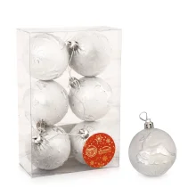 Weihnachtskugeln - Rentiere, silber, Kunststoff, Ø 6 cm, 6 Stk.