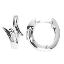 Ohrringe, Silber 925° , Zirkonia, Creole, 13 mm