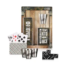Geschenkset - Für echten Mann, Karten, Domino, Becher 3 Stk.