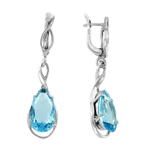 Ohrringe, Silber 925°, Blauer Topas HTS *, englischer Verschluss, 48 mm