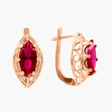 Серьги, красное золото 585°, рубин ГТ *, английская застежка, 17 мм
