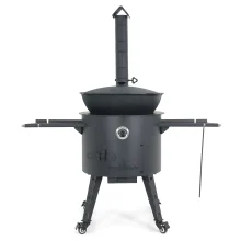 Учаг печь Ø 49 см + чугунный казан 22 л, круглое дно + кухонные принадлежности, узбекский чугунный казан для гриля и плова