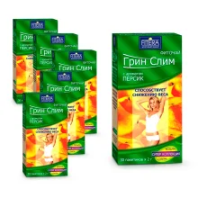 Фиточай - Грин слим, с персиком, 30 пакетиков x 2 г х 6 упак. 