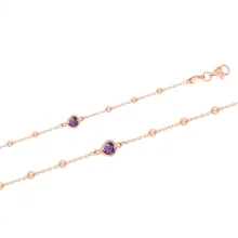 Женский браслет, красное золото 585°, фианит, длина 19 см