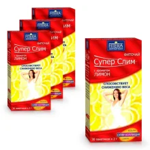 Фиточай - Супер Слим, с лимоном, 30 пакетиков х 2 г х 4 упак. 