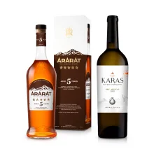 Alkoholset - Abend zu zweit, Weißwein und armenischer Brandy 1,45 L