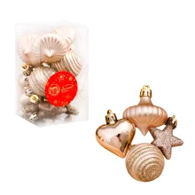 Weihnachtsbaumschmuck-Set - Neujahrsüberlauf, gold, 4 cm,12 Stk.