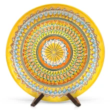 Lagan Mehrob gelb, Rischtan Keramik, Handarbeit, Muster MIX, Ø 37 cm