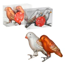 Weihnachtsbaumschmuck Set - Spatz, Kunststoff, 9 x 4 cm, 2 x 2 Stk.