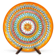 Lagan orange Mehrob, Rischtan Keramik, Handarbeit, Muster MIX, Ø 37 cm