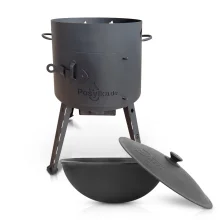 Набор - Учаг - КазаноFF, для Узбекского казана 12 литров, Ø 40 см + казан чугунный, алюминиевая крышка, круглое дно, Ø 42,5 см, 12 л Набор - Учаг - КазаноFF, для Узбекского казана 12 литров, Ø 40 см + казан чугунный, алюминиевая крышка, круглое дно, Ø 42,5 см, 12 л