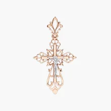 Крест, красное / белое золото 585°, 33 мм