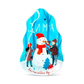 Тарелка новогодняя - Снеговик. Зима - волшебное время, стекло, 13,4 х 20,5 см