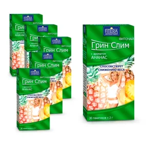 Фиточай - Грин слим, с ананасом, 30 пакетиков x 2 г х 6 упак. 