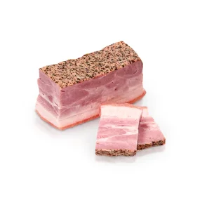 Schweinebauch - Osobaja, mit Knoblauch, gepökelt, Germes, 350 g Schweinebauch - Osobaja, mit Knoblauch, gepökelt, Germes, 350 g