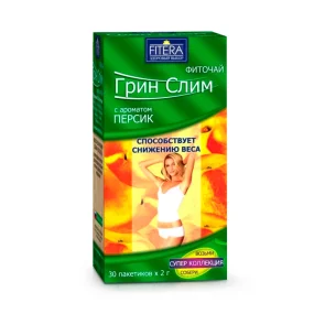 Фиточай - Грин слим, с персиком, 30 пакетиков x 2 г Фиточай - Грин слим, с персиком, 30 пакетиков x 2 г
