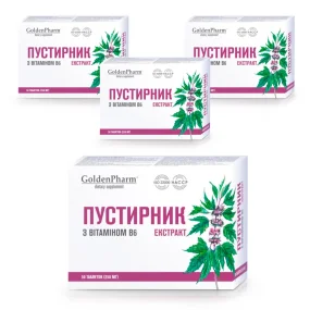 Пустырника экстракт + В6, Golden Pharm, 50 таблеток х 4 шт.