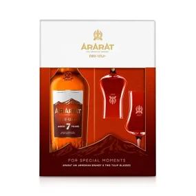 Набор подарочный - Коньяк армянский Арарат Ани, 7 лет, 40 % алк. 0,7 л, + Бокал: 2 шт. Набор подарочный - Коньяк армянский Арарат Ани, 7 лет, 40 % алк. 0,7 л, + Бокал: 2 шт.