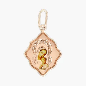 Ikone - Anhänger, Rotgold 585°, Emaille, 26 mm