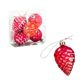 Weihnachtsbaumschmuck-Set - Zapfen mit Frost, rot, Kunststoff, 5 x 4 cm, 4 Stk. Weihnachtsbaumschmuck-Set - Zapfen mit Frost, rot, Kunststoff, 5 x 4 cm, 4 Stk.