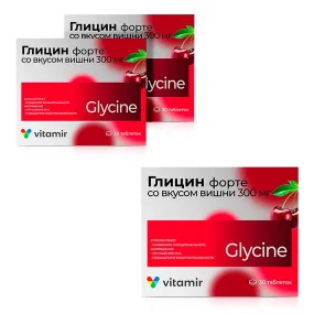 Glycin Forte 300 mg, Vitamir, mit Kirschgeschmack, 3 х 30  St.