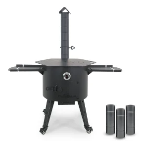 Печь учаг Ø 49 см с дымоходной трубой, для казана 22 л, термометр, колёса, столики, плита