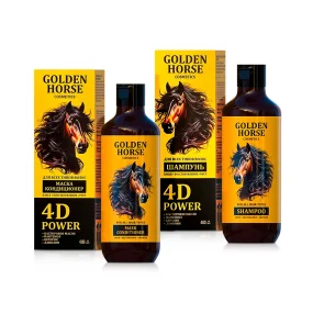 Набор для волос - Golden Horsе, 4D Power, шампунь + маска-кондиционер Набор для волос - Golden Horsе, 4D Power, шампунь + маска-кондиционер