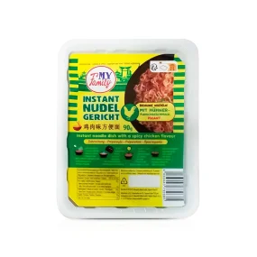 Instant Nudeln, mit Hühnerfleischgeschmack, pikant, My Family, 90 g  Instant Nudeln, mit Hühnerfleischgeschmack, pikant, My Family, 90 g