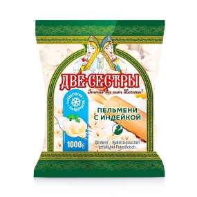 Pelmeni, Teigtaschen Zwei Schwestern, mit Putenfleisch, 1 kg Pelmeni, Teigtaschen Zwei Schwestern, mit Putenfleisch, 1 kg