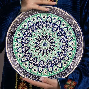 Lagan - KaraKalam blau-grün, Rischtan Keramik, Ø 37 cm