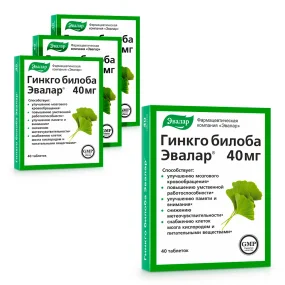 Гинкго билоба, Эвалар, 40 таблеток х 4 шт.