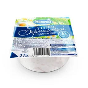 Творог деревенский, зернистый, 30 % жирности, Милочка, 275 г  Творог деревенский, зернистый, 30 % жирности, Милочка, 275 г