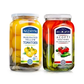 Eingelegte Gurken und Tomaten-Set, Nezhin, 2 х 920 g