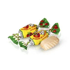 Hartkaramellen mit Erdbeer-Sahne Füllung, Rot Front, 300 g