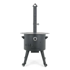 Feuerofen Utschak Ø 49 cm mit Abzugsrohr, für Kasan 22 L, Thermometer, Transportrollen, Ofenplatte