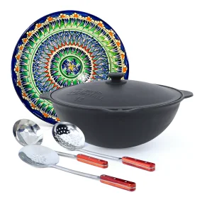 Set - Kasan 12 l + Lagan Ø 34 cm + Schaumlöffel 48 cm + Schöpfkelle 48 cm + tiefer Schaumlöffel 48 cm