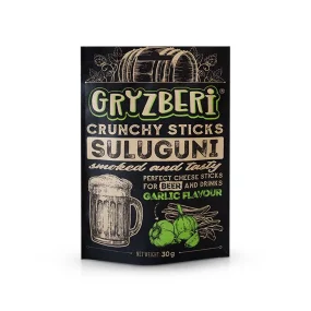 Käse-Sticks - Suluguni, getrocknet und geräuchert, mit Knoblauchgeschmack, Gryzberi, 30 g