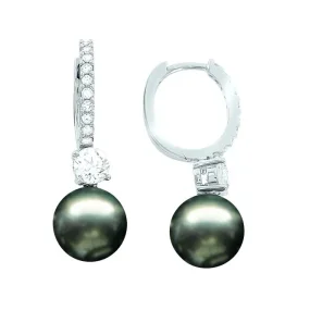 Серьги-подвески, серебро 925°, фианит, культивированный натуральный жемчуг, 31 мм Серьги-подвески, серебро 925°, фианит, культивированный натуральный жемчуг, 31 мм