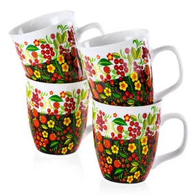 Tassen-Set - Chochloma, Porzellan, 4 Stk., 400 ml