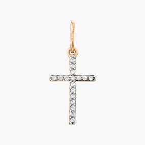 Kreuz Anhänger, Rotgold 585°, Zirkonia, 21 mm