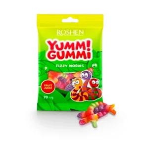 Конфеты желейные  - Yummi Gummi Fizzy Worms, Roshen, 70 г 