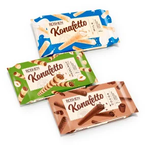 Waffelröllchen Set - Konafetto Roshen, 3 х 140 g