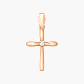 Kreuz Anhänger, Rotgold 585°, Zirkonia, 25 mm