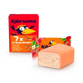 Quarkriegel mit Erdbeergeschmack, in Schokoglasur, Karums, 7 x 45 g Quarkriegel mit Erdbeergeschmack, in Schokoglasur, Karums, 7 x 45 g