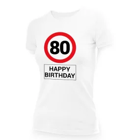 Футболка женская - дизайн Happy birthday 80, хлопок Футболка женская - дизайн Happy birthday 80, хлопок
