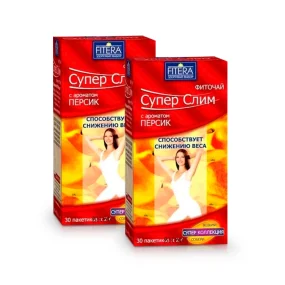 Phytotee - Super Slim, mit Pfirsich, 30 Beutel x 2 g х 2